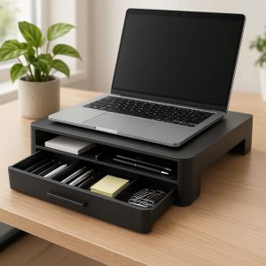 Under-Monitor Storage Shelf with Drawer