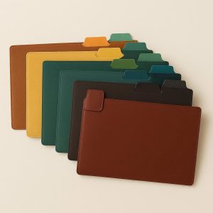 Poly Leather Tabbed File Folders, Set of 6